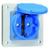 Розетка панельная Schuko 16A 3п(2P+PE) 250В, IP54 синий + серый фланец 75х75 Quick-Connect Bals 71