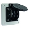 Розетка панельная Schuko 16A 3п(2P+PE) 250В, IP54 черная + серый фланец 75х75 Quick-Connect Bals 7